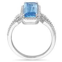 Miabella Women 4- Carat t.g.w. Octagon-Cut Swiss Blue Topaz i Carat T.W. Okrugli rez dijamant 14kt bijeli