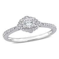 Carat T. G. W. stvorio bijeli safir i karat T. W. dijamant 10kt bijeli Zlatni starinski zaručnički prsten