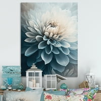 Designart Dahlia Cvijeće Plavo-Bijelo I Platnena Zidna Umjetnost