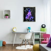 Podebljana ljubičasta galaksija maglina umjetnost za djecu slikarstvo sjaj siva uokvirena Umjetnost Print zidna Umjetnost