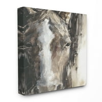 Stupell Kućni dekor konjske oči Bijelo smeđe slike životinja na platnu zid Umjetnost Ethana Harpera