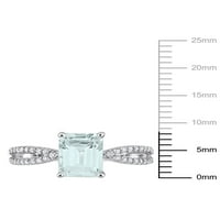 1-karatni T. G. W. akvamarin i karatni T. W. dijamant 14kt zaručnički prsten od bijelog zlata