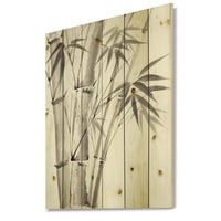 DesimanArt 'Palm bamboo detalj na bijelom III' tradicionalnom printu na prirodnom borovom šumu