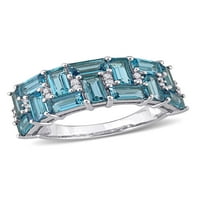 3-karatni T. G. W. London-plavi Topaz i karatni T. W. dijamant 10kt geometrijski prsten od bijelog zlata