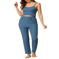 Unique Bargains ženske pletene Lounge hlače za spavanje Shrug Cardigan 3ps pidžama Set