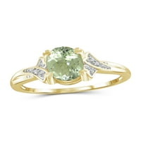 1. Karatni zeleni ametist dragi kamen i akcent bijeli dijamantski prsten