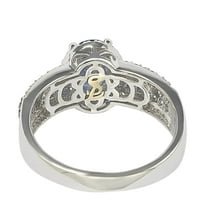 Kolekcija srebra ovalno izrezani safir i dijamantski naglasak prsten za godišnjicu