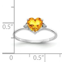 Primal Gold Karat srce od bijelog zlata citrin i dijamantski prsten