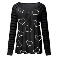 Žensko modno srce print V-izrez plus veličina dugih rukava za bluzu za bluzu, kupite jednu ili dvije veličine