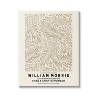 Stupell Industries detaljno bež botaničko lišće William Morris text Canvas Wall Art, 48, dizajn Ros Ruseva