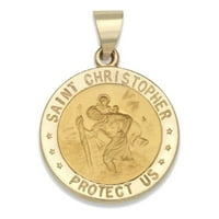 Brilliance Fine Nakit KT žutog zlata Saint Christopher medalja okrugli vjerski privjesak