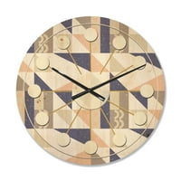 Designart 'Geometric Retro Design X' Mid-Century Modern Wood Wall Clock