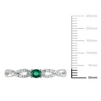 Carat T. G. W. stvorio smaragdni i dijamantski naglasak Sterling Silver Promise Ring