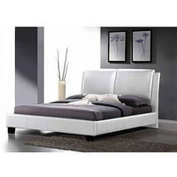 Baxton Studio Sabrina Moderan krevet sa punom platformom sa preopterećenim uzglavljem, bijeli