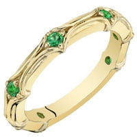 0. CT okrugli zeleni simulirani smaragdni prsten za slaganje u Sterling srebru