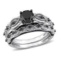 Miabella ženski 1-karatni T. W. Black Diamond Infinity vjenčani prsten postavljen od 10kt bijelog zlata