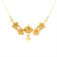 14k Zlatna glazura Srebrna Hawaii Plumeria 18 ogrlica sa visećim srcem artistice