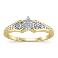 Carat TW drži moju ruku dijamant obećavajući prsten u Sterling srebru sa 18k žutim zlatom, Veličina 8