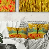 Designart prelijepo jesensko žuto drvo - jastuk za bacanje cvijeća-16x16