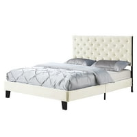 Pacific Modern Chic Poliester Beige Tufted Eastern King Platforma Bed
