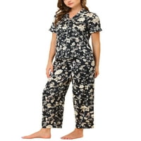 Jedinstveni Bargains ženski Set pidžama svilenih kratkih rukava i pantalona cvjetni satenski Setovi