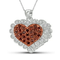 JewelersClub CT crveni i bijeli dijamant srebra srce privjesak
