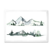 Designart 'drveće sa zimskim tamnoplavim planinskim pejzažom II' moderni uokvireni umjetnički Print