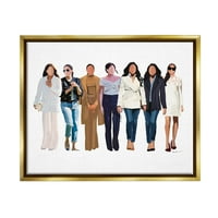 Stupell Industries trendi Glam žene koje hodaju raznolike modne odjeće grafička Umjetnost metalik zlato plutajuće