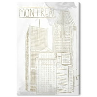 Wynwood Studio Cities and Skylines Wall Art Canvas Prints 'Montreal Sketch' Sjevernoamerički gradovi - Zlatni,