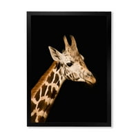Designart 'Close Up portret Žirafe na Crnom IV' seoska kuća uokvirena umjetnička štampa