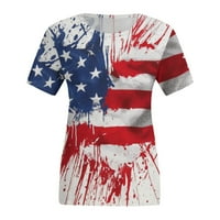 Sksloeg Ljeto vrhovi američka majica zastava Casual Feuth of Jul Ispisane majice Summer of Lether Loose Patriotic