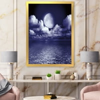 Designart 'Noć punog Mjeseca u oblačnom nebu V' Nautički i obalni uokvireni umjetnički Print
