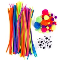 Idi Kreirajte Neonski vrhunski Fuzzy komplet u boji, Poms & čistači cijevi, brojanje, dječaci i djevojčice,